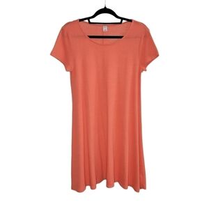 Old Navy Linen Blend Short Sleeve Flowy Swing Dress Women's Size M Coral Orange